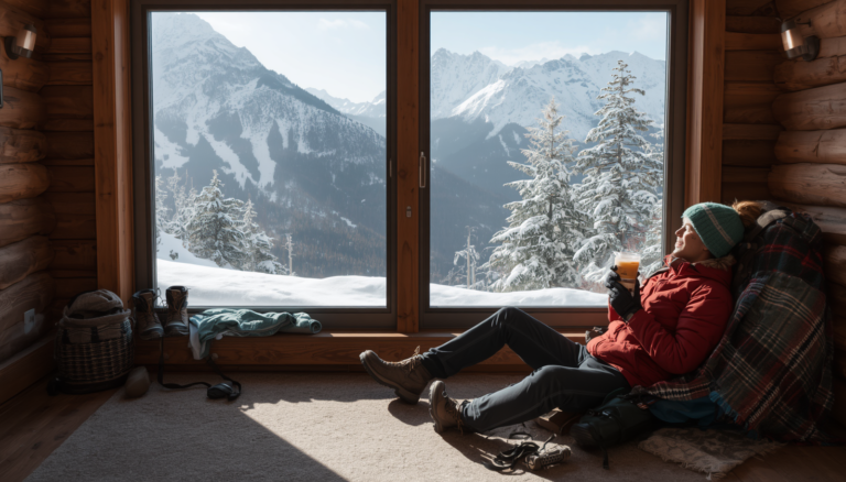 Relaxing After a Winter Mountain Hike